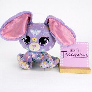 Gund P.Lushes Pets VIOLETTE HOPPS Purple Floral Big Eyes Bunny Rabbit 7" Plush